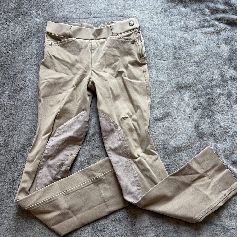 Ariat Heritage Knee Patch Jodhpurs Youth 10 Tan Riding Breeches Equestrian Pants